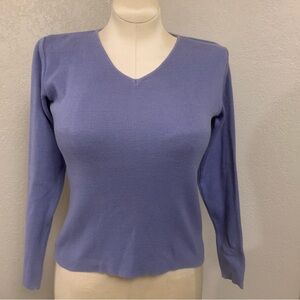 Vintage 90s Bugle Boy S Lavender Purple V-Neck Sweater Cotton Blend Womens